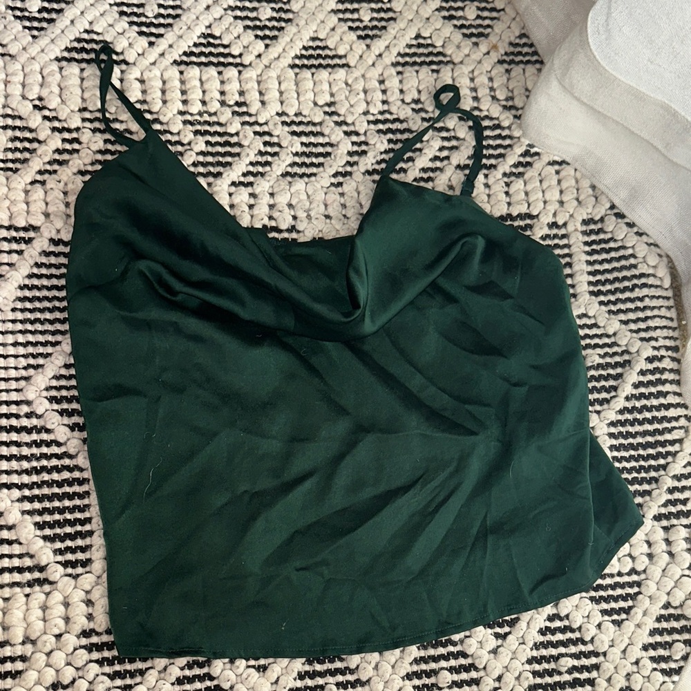 Elegant Cowl Neck Green Women's Tank Top